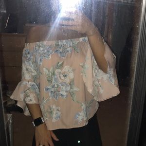 Off the shoulder floral shirt